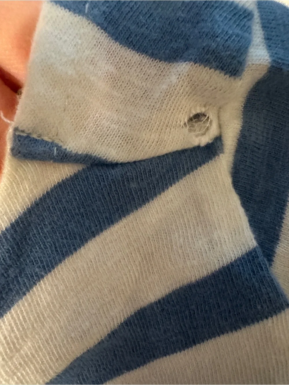 Ralph Lauren Toddler Girls Blue & White Striped Ruffle Dress 2T